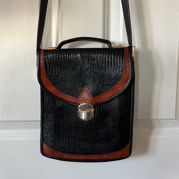 vintage D Brev Alligator Leather black & rust brown Crossbody - Picture 7 of 13